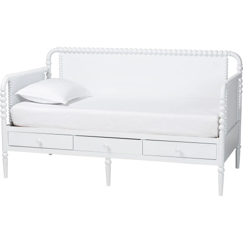 Lucera 3 Drawer Full Daybed with Bobbin Frame in White Wood