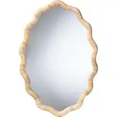 Rasida Oval Scalloped Wall Mirror in Honey Rattan