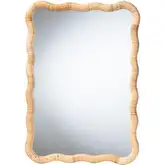 Rasida Rectangle Scalloped Wall Mirror in Honey Rattan