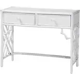 Lindie Two Drawer Writing Desk in White Rattan