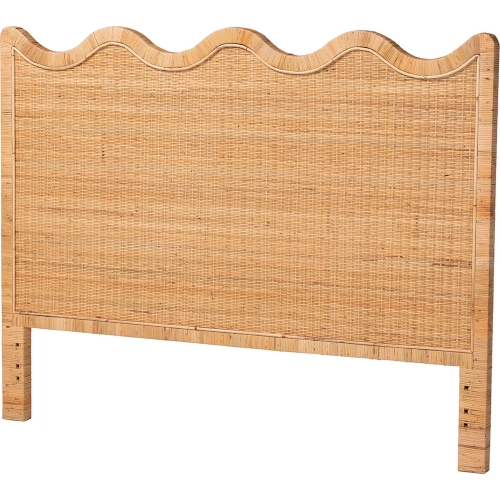 Cassio Scalloped King Headboard in Natural Rattan