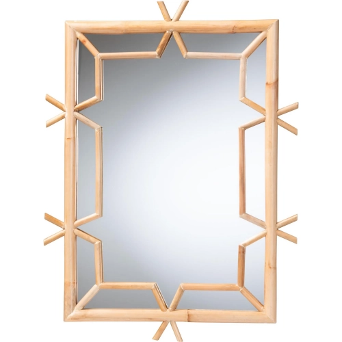 Jasani Geometric Frame Wall Mirror in Natural Rattan