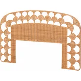 Felician King Standalone Scalloped Fan Headboard in Handwoven Light Honey Rattan