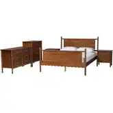 Danette Bobbin Queen 5 Piece Bedroom Set in Walnut Brown Wood