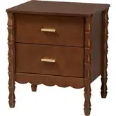 Danette Bobbin 2 Drawer Nightstand in Walnut Brown Wood
