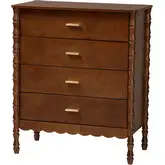 Danette Bobbin 4 Drawer Chest in Walnut Brown Wood