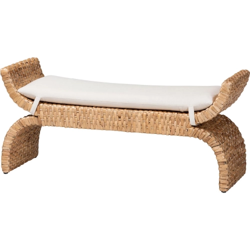 Agave Bench in Woven Seagrass & Neutral Fabric