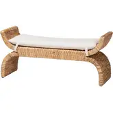 Agave Bench in Woven Seagrass & Neutral Fabric