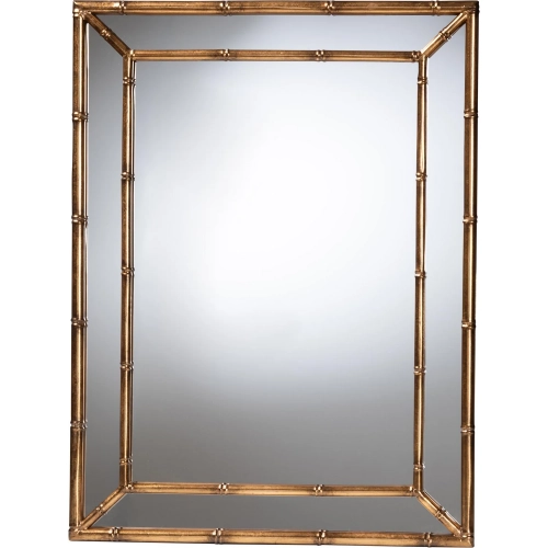 Adeliza Accent Wall Mirror with Antique Gold Bamboo Inspired Frame
