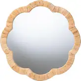 Akuna Scalloped Round Wall Mirror Light Honey Natural Rattan