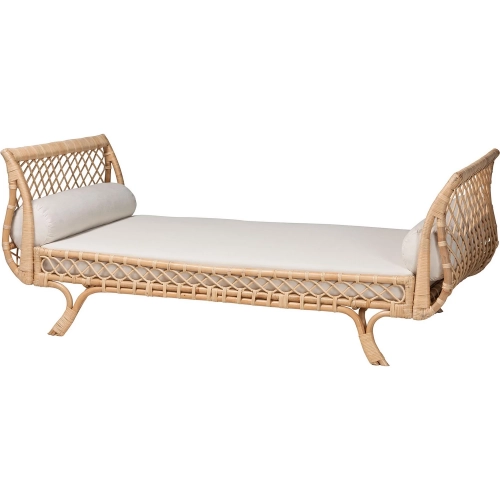 Philana Twin Daybed in Natural Rattan & Neutral Fabric