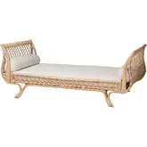 Philana Twin Daybed in Natural Rattan & Neutral Fabric