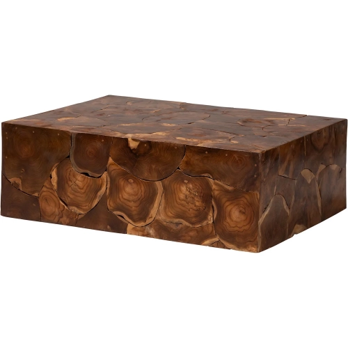 Eldora Coffee Table in Natural Brown Live Edge Teak Wood