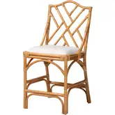 Cedric Counter Stool in Honey Rattan & White Fabric