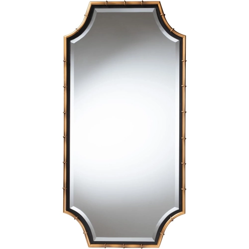 Lieven Wall Mirror in Antique Gold Bamboo Inspired & Black Frame