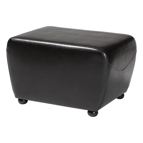 Dark Brown Ottoman with Rounded Sides in Leatherette