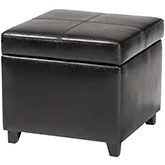 Black Leather Storage Cube Ottoman