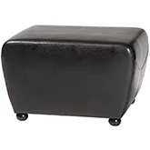 Black Leatherette Ottoman with Rounded Sides