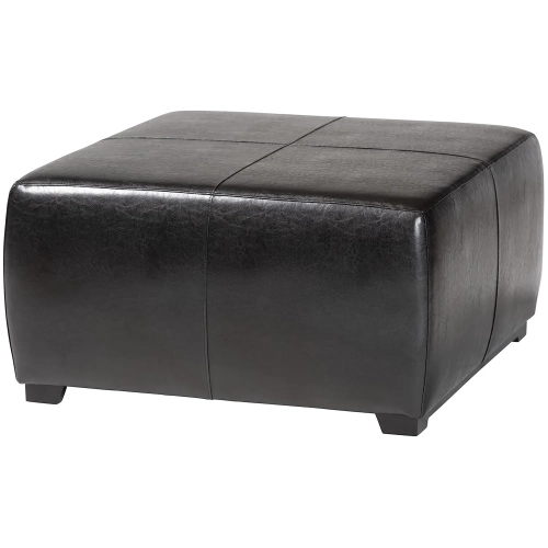 Baxton Square Ottoman in Black Bicast Leather