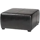 Baxton Square Ottoman in Black Bicast Leather