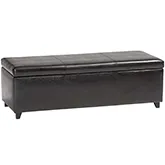 Dark Brown Storage Bench Ottoman in Leatherette
