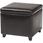 Dark Brown Small Storage Cube Ottoman in Leatherette