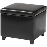 Black Leatherette Storage Cube Ottoman