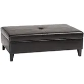 Dark Brown Storage Cocktail Ottoman in Leatherette