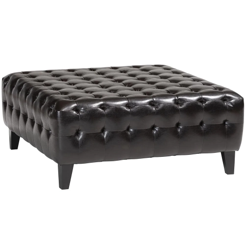 Pemberly Square Ottoman in Dark Brown Bonded Leather