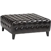 Pemberly Square Ottoman in Dark Brown Bonded Leather