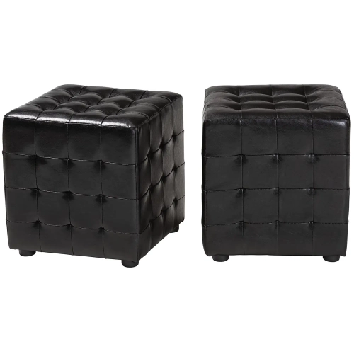 Siskal Cube Ottoman in Tufted Black (Set of 2)