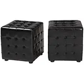 Siskal Cube Ottoman in Tufted Black (Set of 2)