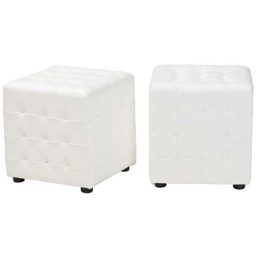 Siskal Cube Ottoman in Tufted White (Set of 2)