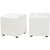 Siskal Cube Ottoman in Tufted White (Set of 2)