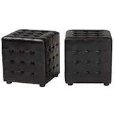 Siskal Cube Ottoman in Tufted Dark Brown (Set of 2)