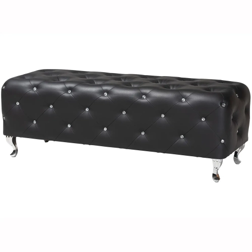 Stella Bench in Crystal Tufted Black Leatherette