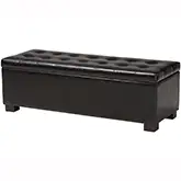 Roanoke Storage Ottoman Bench in Tufted Brown Bonded Leather