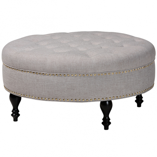 Palfrey Ottoman in Tufted Beige Linen