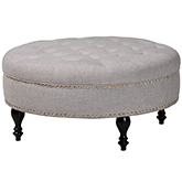 Palfrey Ottoman in Tufted Beige Linen