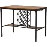 Vintner Pub Table with Built-In Wine Cage in Reclaimed Wood & Black Metal