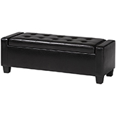 Manchester Ottoman in Tufted Dark Brown Bonded Leather