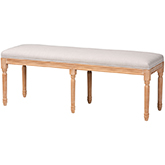 Clairette Bench in Beige Fabric & Wood