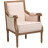 Chavanon Accent Chair in Light Beige Linen & Wood