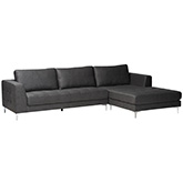 Agnew Sectional Sofa with Right Facing Chaise in Gray Microfiber