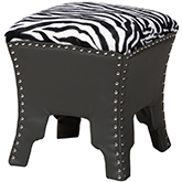 Sally Stool in Zebra Print Fabric & Espresso Leatherette