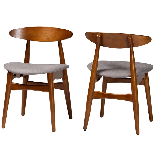 Flora Dining Chair in Light Gray Fabric & Oak Finish Wood