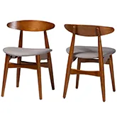 Flora Dining Chair in Light Gray Fabric & Oak Finish Wood