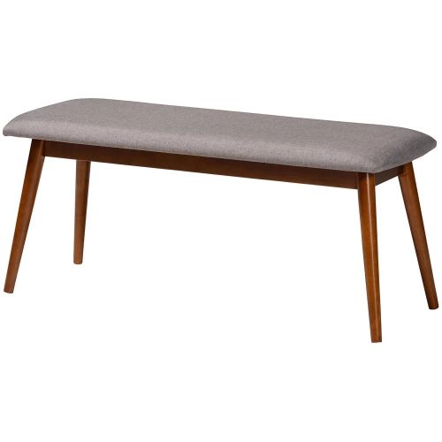 Flora Dining Bench in Light Gray Fabric & Oak Finish Wood