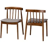 Wyatt Dining Chair in Gray Fabric & Walnut Finish (Set of 2)
