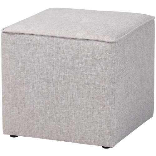 Corinne Ottoman in Tufted Light Gray Fabric